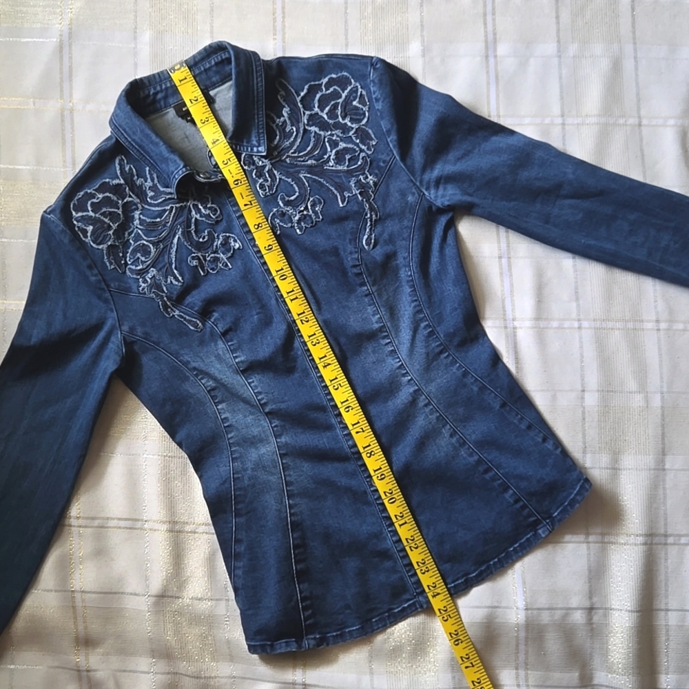 Miss Sixty Floral Denim Button-Up Shirt - Picture 12 of 12
